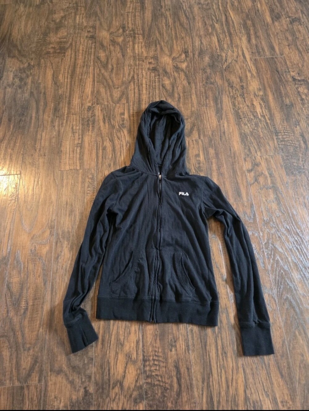 Womens FILA zip-up hoodie black size small